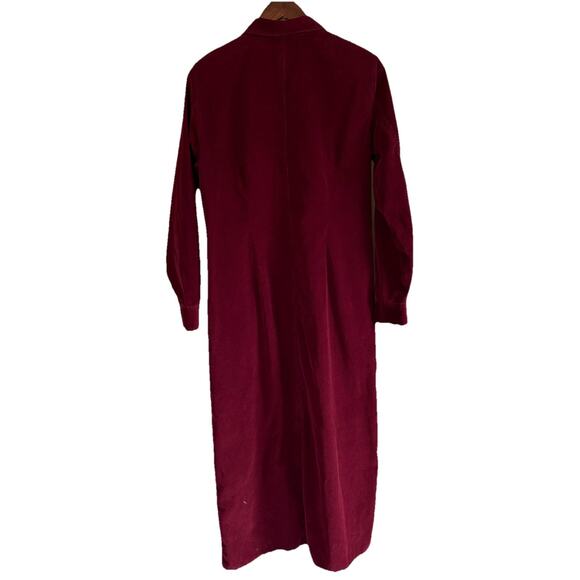Vtg Talbots Women’s Maroon Corduroy Button Up Shirt Dress Long Sleeve Size 12 - Picture 2 of 13
